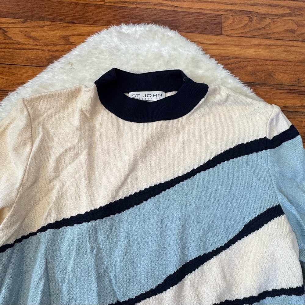 St.John Collection Colorblock Vintage Luxury Knit Quiet Luxury Sweater Sz L - Picture 5 of 10